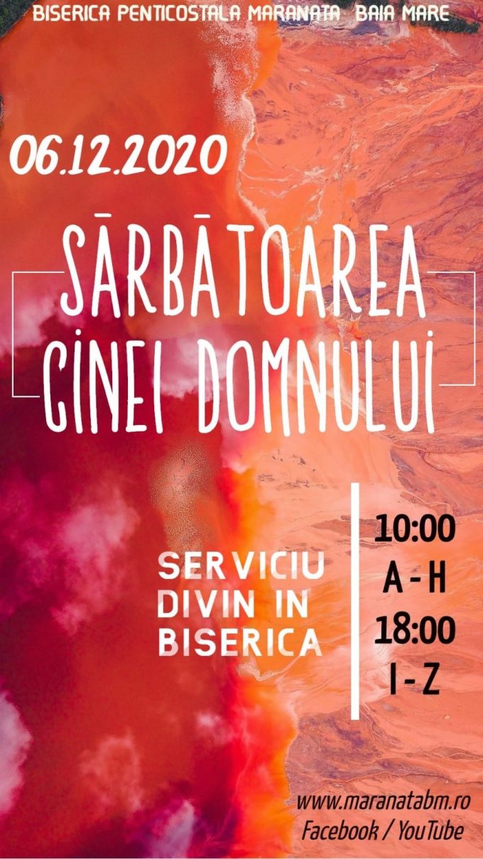 Sărbătoarea cinei Domnului - 06.12.2020