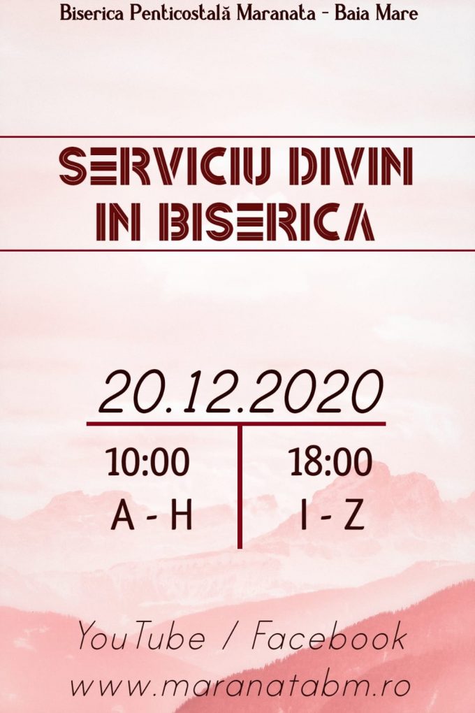 Serviciu divin în Biserică - 20.12.2020